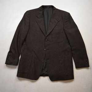 Vtg 40R Brown Birdseye 100% Wool Tweed Mens Blazer Jacket Sport Coat